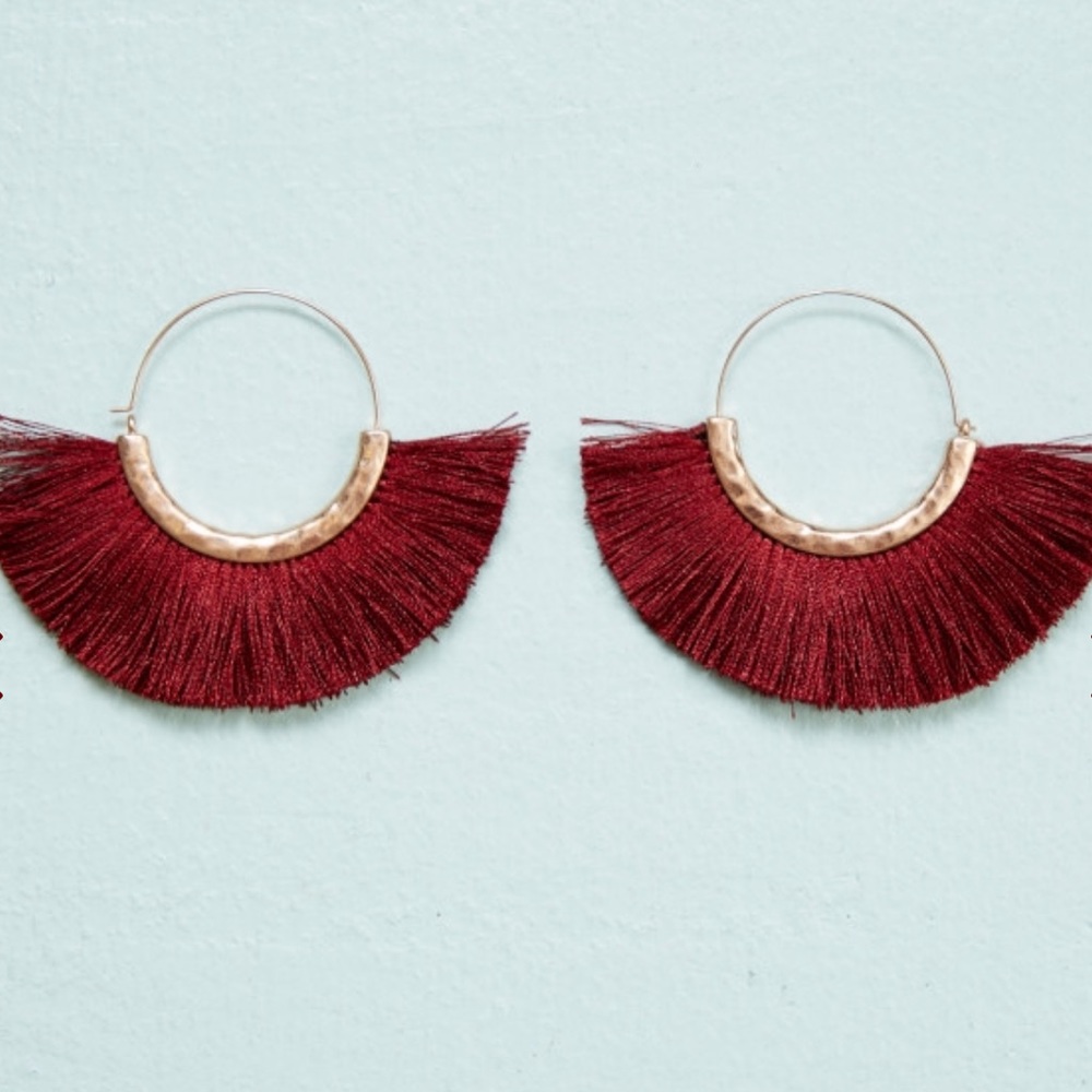 Women’s Altar’d State Fan Tassel Hoop Earrings